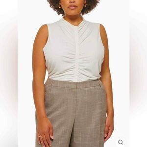 Calvin Klein Sleeveless Ruched Top White Size XL‎ New with Tags